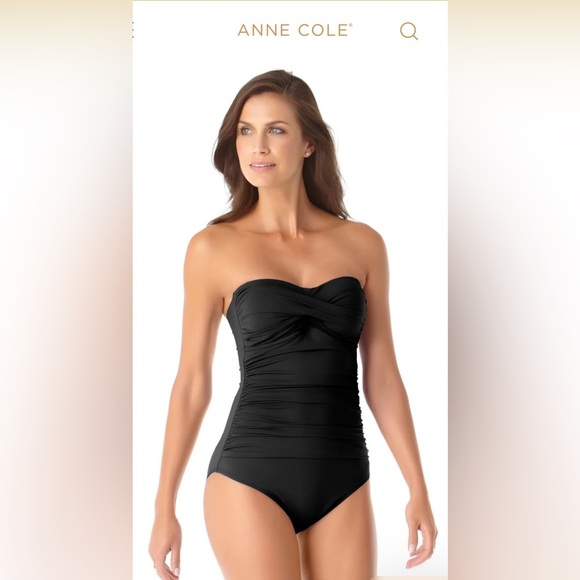 NWT Anne Cole Woman’s Live in Color Twist Front One Piece Swimsuit Black Size 8 - Picture 1 of 16